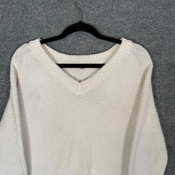 Madewell Sweater Womens Small Beige Chunky Knit Vneck Crop Relaxed Boho - Picture 3 of 8